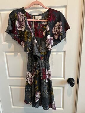 Everly Medium Dark Floral Ruffle Dress Moody Fall Boho Romantic